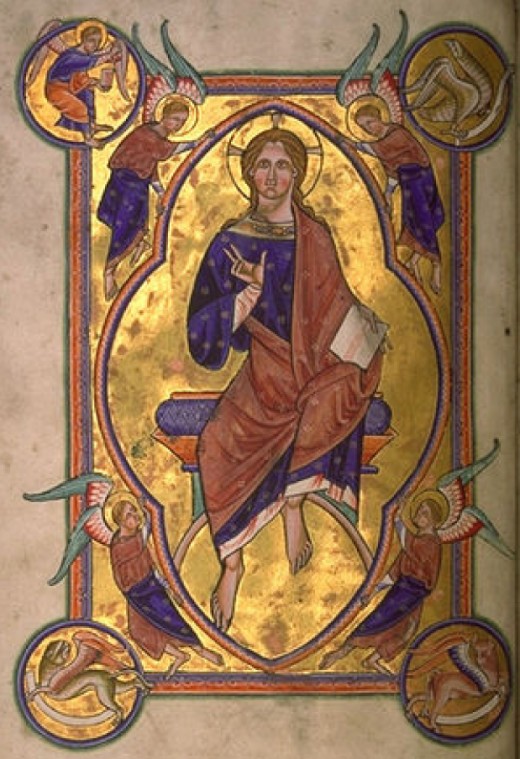 Christ in Majesty - Folio 4 verso of the Aberdeen Bestiary.