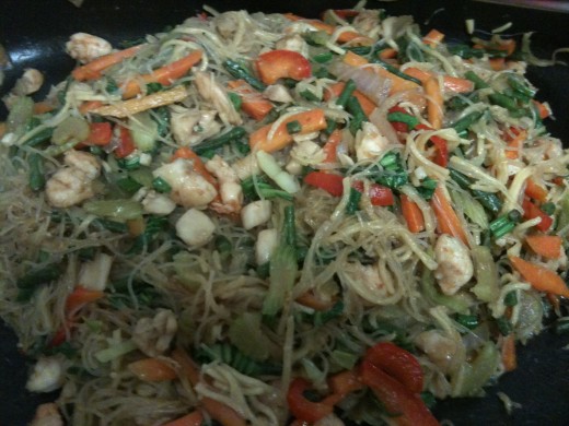 Pancit Vegetables and Seafood