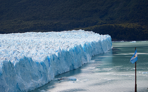 Perito Moreno Glacier, Argentina flag on the right