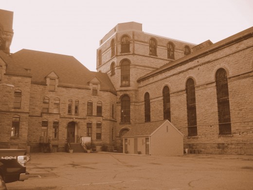 View of side east entrance to the Mansfield Reformatory