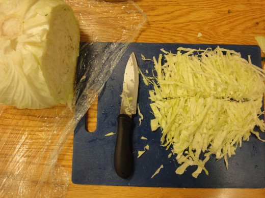 finely chopped up Chinese cabbage (though you can use normal cabbage)