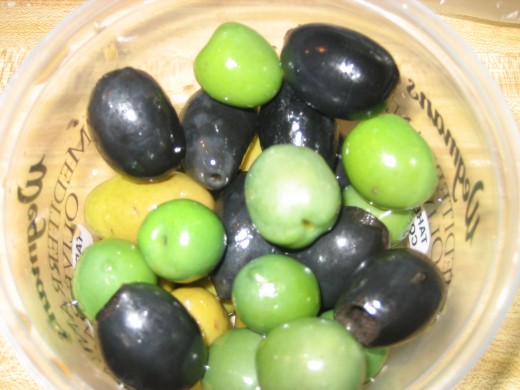 Mixed friesh olives from the local market.