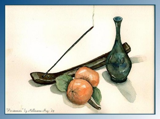 Watercolor "Persimmons"  - by Nellieanna H. Hay 