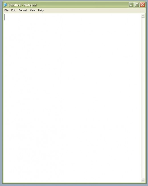 Notepad, ready to create a new document.