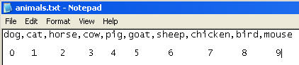Numbered Animals Text File