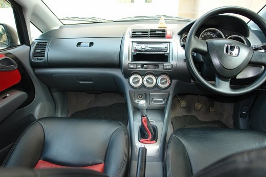 Honda City Enhanced Dashboard and Black and Red color leather seats