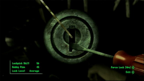 You picking a lock in Fallout 3, not your character.