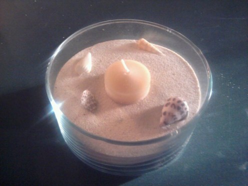 sand and shell candle cup