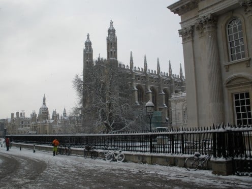 King's College Chapel and Senate House in the snow