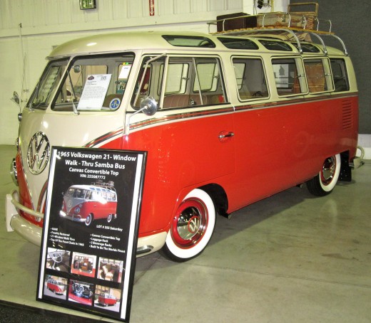 1965 Volkswagon Convertible Samba Bus at the Barrett-Jackson Auto Auction in Orange County, CA.