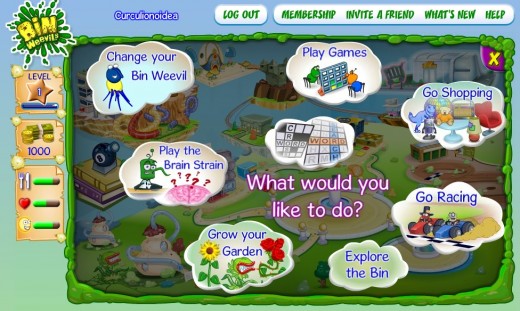 Bin Weevils have many fun activities to participate in.