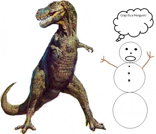 A penguin and a snowman