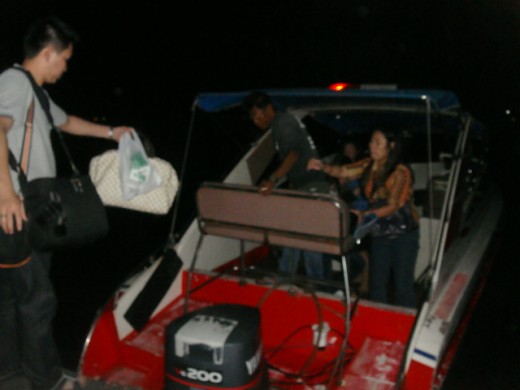 Boarding the White Shark Speedboat