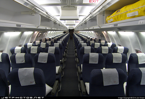 Northwest Airlines economy class on a Beoing 757