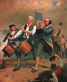 Originally entitled Yankee Doodle, this is one of several versions of a scene painted by A. M. Willard that came to be known as The Spirit of '76. Often imitated or parodied, it is a familiar symbol of American patriotism