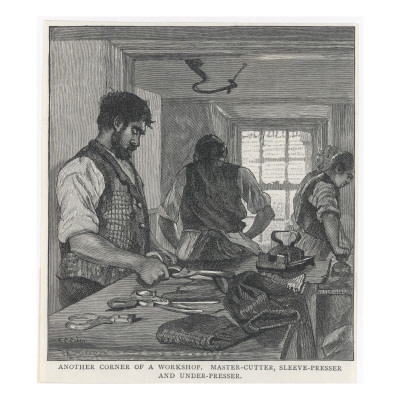 Tailor shop, 1890 (although you can't see it well, the iron is resting on a tailor's ham)