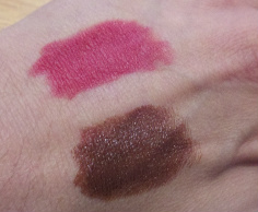 From top to bottom:  Sonia Kashuk Velvety Matte Lip Crayon in Rosey Nude, and MAC Lipstick in Photo