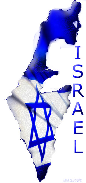 Israeli Flag over the country of Israel Map
