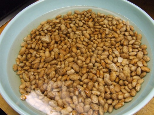 The beans will more than double in size, when you soak them overnight.