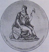 Rough design of the obverse of the Gobrecht silver dollar, designed by Thomas Sully.