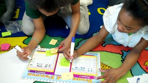 Students work together effectively solving math concepts.