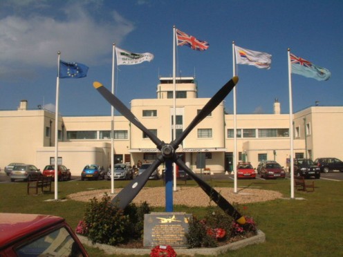 Propeller memorial outside Shoreham Airport. 