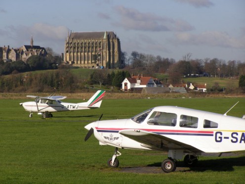 Lancing College Chapel as seen from Shoreham Airport