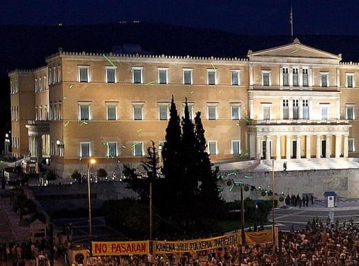 European Sovereign Debt Crisis: Protest outside Greece Parliament