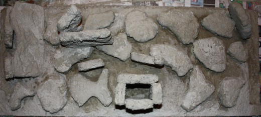 Photo By: Ian Leverette -  Background drying after the styrofoam rocks have been glued using aquarium sealant and cement has been brushed on and over the entire background.