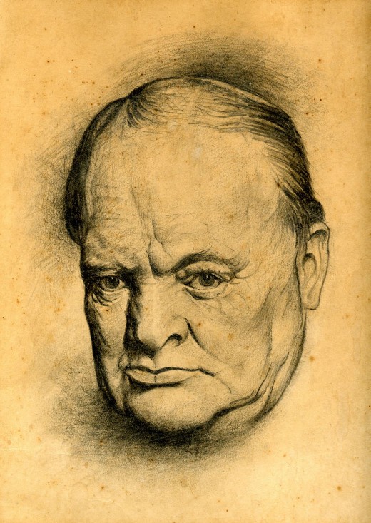 Winston Churchill. Drawing by Lyn Ott in 1942