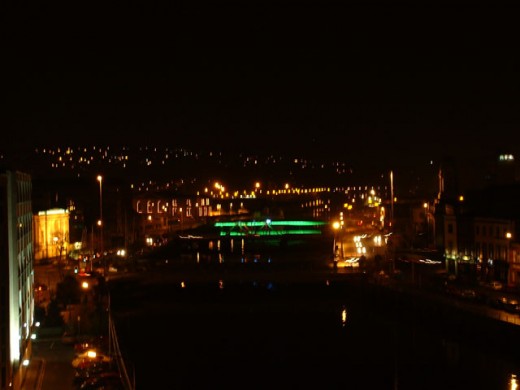 Cork City and the Lee River Southern Channel by night