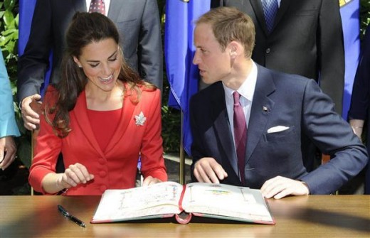 William and Catherine during a signing ceremony at the Calgary Zoo in Calgary, Alberta, July 8, 2011