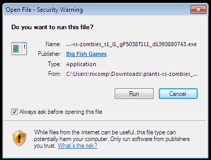 Windows says this about everything downloaded from the Internet. It's nothing personal, zombie fans.