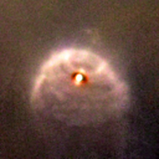 This is a Hubble Telescope view of one of the 42 proplyds in the Orion Nebula.