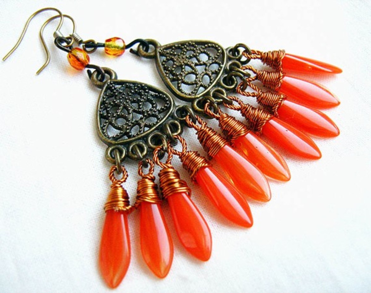 This is an awesome option for those who love wire wrapping. The orange is amazing in this piece, especially paired with the copper.