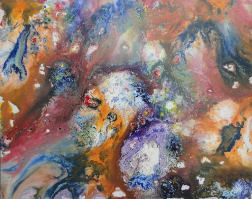 Image of paint pouring technique using various acrylics