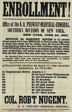 Recruiting poster, New York printed by Baker & Godwin, June 23, 1863