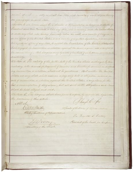 The last page of the 14th amendment to the U.S. Constitution