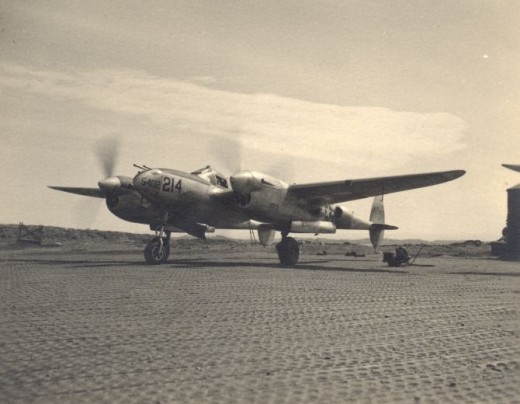 A USAF Lockheed P-38 "lightening", prepares for take off from Attu Island during World War 2