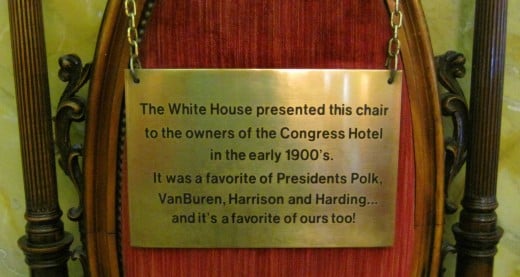 The chair sits in main lobby of the hotel.