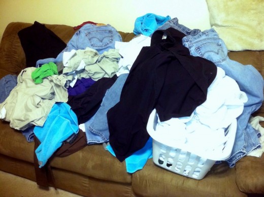 The downside of not doing any laundry during the weekend? Having to do it all on Monday night after work.