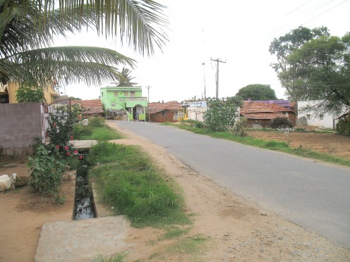 ROAD GOES RIGHT AT THE DOOR STEP OF THIS VILLAGE IN CHINNAKOOL - TAMIL NADU.