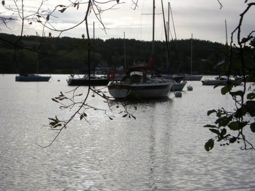 lake windermere with boats.
