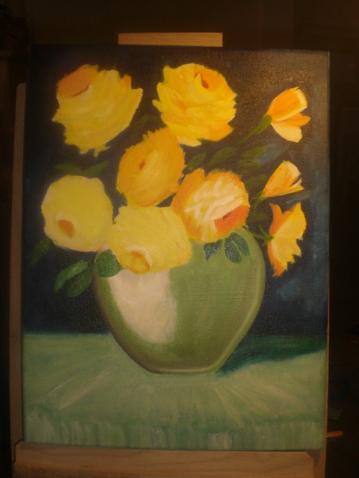 Vase with yellow rose (in process)