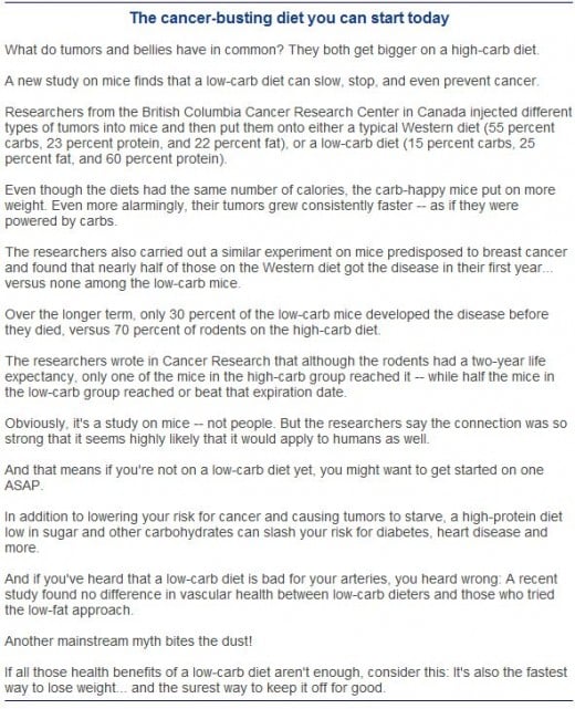 low carb diet is healthy and recommended for heart disease, cancer, diabetes, etc. and of course - weight loss!
