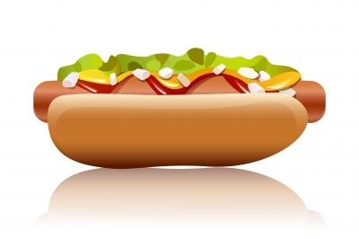 The Hot Dog - Chicago Style - which means it has lots of stuff on it . . .