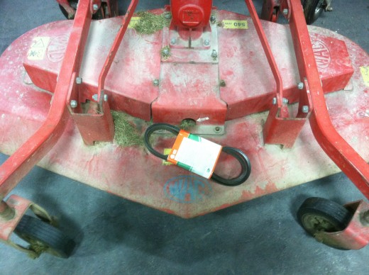 Randy and I replaced the belts on the bush hog today.  Yay for Preventative Maintenance. 