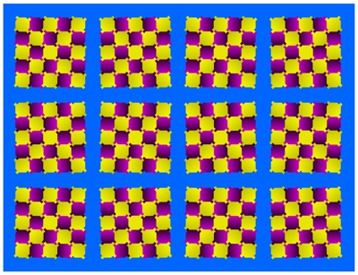 Move your eyes around and you will see the boxes moving as well!
