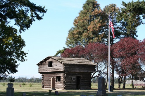 Block house by cemetary in Coupeville