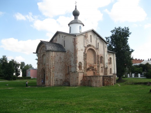 St Paraskeva Piatnitsa Church in the Marketplace.  Built in 1207 and located in Veliky Novgorod, Russia.
